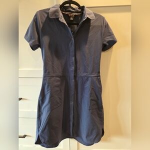 Sherpa Blue Short Sleeve Button-Up Dress